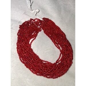 Red Seed Bead Hank Lot 1.3 oz Bulk Glass Craft Jewelry Making Beading Supplies